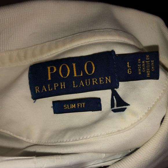 Ralph Lauren polo - three button, white/navy sailboat, mens large - Picture 6 of 7